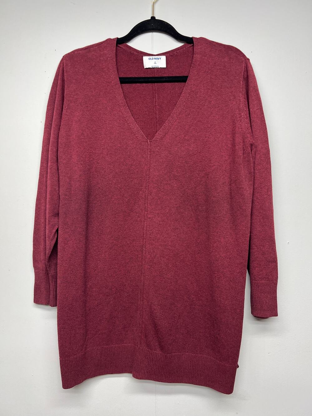 Old Navy Burgundy V-Neck Longline Sweater Womens 2X Casual Workwear Loungewear